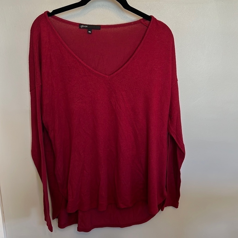 Gibson red v neck sweater. PM. Nordstrom.